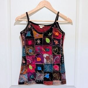 NWOT Beckwoman S 100% Cotton Handmade Patchwork Tie Dye Tank Top